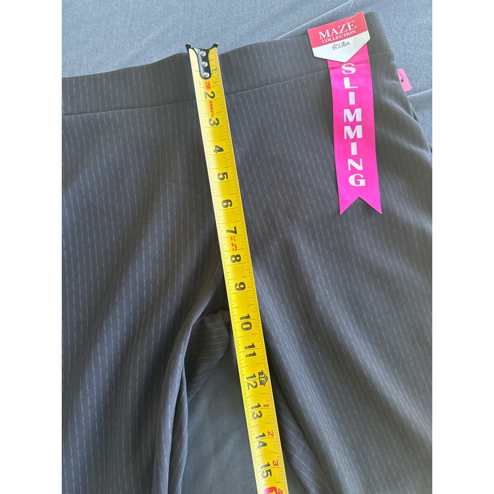 Maze Collection Scuba Slimming Pinstripe Pants Womens PL Black Petite Pull On - Picture 5 of 8